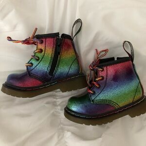 Size 4 Doc Martins Ombré Glitter Rainbow Boots bouncing soles air walk girls